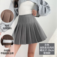 DICIFY新品毛呢百褶裙女秋冬格子短裙黑色高腰a字顯瘦秋款胖m裙子半身裙 橙色 默認(rèn)1