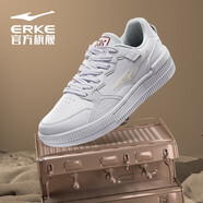 鴻星爾克（ERKE）【焦糖拿鐵】運(yùn)動(dòng)板鞋男防滑減震輕便軟底健身休閑情侶男生運(yùn)動(dòng)鞋 正白/國潮紅(男款) 39