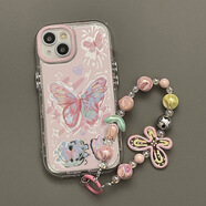 葉余適用于彩色蝴蝶華為nova12/11/10/9/8se手機殼mate60軟P504030pro暢享70 ACD透明泡芙殼鈴蘭粉色蝴蝶+手鏈 華為nova9se/nova10青春版