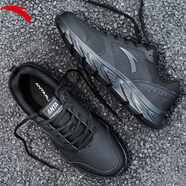 安踏（ANTA）男鞋運動(dòng)鞋子男秋冬季新款舒適革面防潑水跑步鞋休閑鞋男士輕跑鞋 黑-14 39