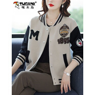 啄木鳥(niǎo)（TUCANO）棒球服外套女2026年秋冬季新款寬松洋氣圓領(lǐng)休閑夾克洋氣時(shí)尚上衣 紅色 紅色 XL 115-130斤