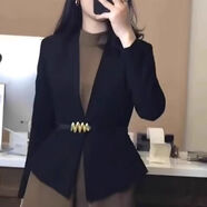 QVNL職業(yè)裝女裝套裝高端時尚秋冬歐美早秋精致奢華氣場強大氣質高級感 黑色西裝外套 單件不送皮帶 M 建議85-100斤