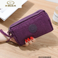 巴斯星人（BASIXINGREN）三拉鏈大容量手拿包零錢(qián)包鑰匙包大屏手機包帆布多用包女包 深紫色 長(cháng)17cm寬9.5cm厚5.5cm