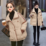 MARKYINXIANG高檔輕奢品牌羽絨服女短款冬季新款新國(guó)標(biāo)90羽絨女小個(gè)子保暖外套 BX2118茵曼  淺卡其 S （建議100-120斤）