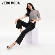 VEROMODA牛仔褲24秋季新款高腰微彈毛邊顯瘦九分微喇褲324349040 黑牛仔色 160/64A/S