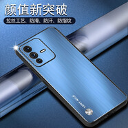 浪龍 vivo S12 Pro手機(jī)殼 S12保護(hù)套 超薄金屬拉絲磨砂硬殼 全包防摔軟邊簡約個(gè)性男女款 vivo S12 5G拉絲藍(lán) 升級版鏡頭全包配鋼化貼膜