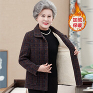 珂露辰 中老年人毛呢外套女老太太奶奶冬裝短款加絨加厚媽媽裝老人衣服 咖色【加絨】 XL 【建議80-100斤】