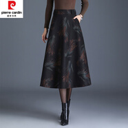 皮爾卡丹（pierre cardin）A字裙毛呢冬裙裙子長裙格子半裙秋冬百褶擺裙女半身裙2024新款冬 麥穗花(935) 3XL 腰圍2尺4
