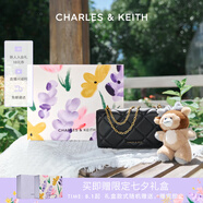 CHARLES&KEITH質(zhì)感菱格鏈條小方錢包女包包女包生日禮物七夕禮物CK6-10680924 Black黑色 XS