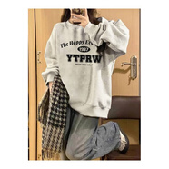 MZPLOI初中生高中生少女衛衣套裝女秋裝2025年寬松韓版休閑百搭兩件套潮 米灰色衛衣＋淺色牛仔褲【加絨款 XXL 135-150斤