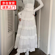 妙奕嘉夏季裙子白色半身裙女蛋糕裙長裙2025新款小個子高腰a字裙蓬蓬裙 白色半身蛋糕L【建議110-130斤】