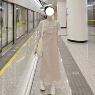索宛亦（SUOWANYI）純色牛仔背帶連衣裙女2023夏新款日系小眾韓版寬松百搭連體裙套裝 上衣+裙子 【收藏店鋪優(yōu)先發(fā)貨】 S 【建議100斤內(nèi)】