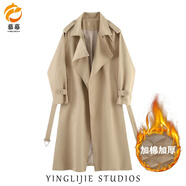 慕幕黑色風(fēng)衣外套男英倫風(fēng)中長(zhǎng)款2025新款春秋季小個(gè)子休閑加棉大衣男 079 卡其色 夾棉厚 2XL 建議140斤-160斤