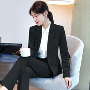 櫻芭妮西裝外套女職業(yè)裝套裝春秋季修身新款OL商務(wù)面試工作服正裝小西服 黑西裝（有袋蓋） 2XL （建議120-129斤）