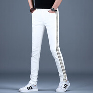 柯捷豪歐洲站九分牛仔褲男款春秋新款小腳修身褲子潮流男士彈力顯瘦長(cháng)褲 白色2616長(cháng)褲 34 腰圍【2尺7】