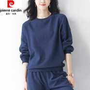 皮爾卡丹（pierre cardin）歐洲站時尚休閑運動套裝女春秋季新款寬松顯瘦洋氣衛(wèi)衣兩件套 藏青色 2XL 建議130-145