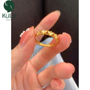 胖東來品質(zhì)18k金戒指女新款 18K在逃公主蝴蝶結(jié)四葉草幸運(yùn)草黃金 幸運(yùn)草戒指