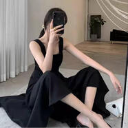 VEOX夏裝韓版吊帶裙2025新款內(nèi)搭收腰顯瘦赫本風小黑裙禮服打底連衣裙 黑色 有口袋拉鏈 好品質(zhì) 2XL [建議125-140斤]