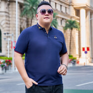圣彼威朗（SANPIVIRON）大碼男裝POLO肥佬短袖T恤男時(shí)尚商務(wù)休閑特大號寬松翻領(lǐng)汗衫4XL TX169藍色 XXL(170-190斤)