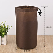 恒銘達(dá)方格束口袋滌綸縮口袋牛津布收口袋索繩包羽絨服收納袋防曬衣袋子 咖啡色方格純色徑16*高32cm 袋