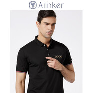 艾印客 商務(wù)POLO定制工作服印logo文化衫短袖T恤翻領(lǐng)刺繡高端聚會(huì )團體服 黑色 S