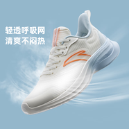 安踏（ANTA）運動鞋女網(wǎng)面輕薄透氣女鞋學生百搭軟彈跑步鞋女 象牙白/鮮亮橙/幻景藍-4 38