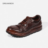 dreambox鈞博老爹鞋vibram防滑耐磨厚底增高男士高檔馬皮休閑皮鞋 咖色 40