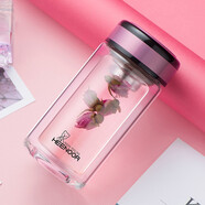 希諾玻璃杯女生雙層水杯高顏值迷你小便攜口杯辦公泡茶杯子水晶杯商務(wù) 小巧款【200毫升】珠光桃紅