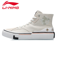 李寧帆布鞋新品日進(jìn)斗金高幫板鞋米奇透氣女運(yùn)動(dòng)休閑鞋子AECR 云雨灰 35.5