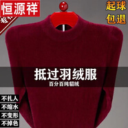 恒源祥貂絨毛衣男翻高領(lǐng)冬季中年加絨加厚純色休閑保暖打底衫休閑保暖 酒紅色-低領(lǐng) 926 4XL [建議185-200斤]