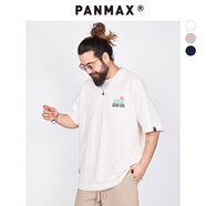 潘·麥克斯（PANMAX）PANMAX短袖男春夏季美式白色寬松大碼半袖休閑情侶短袖T恤男款 白色 2XL