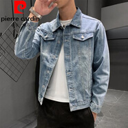 皮爾卡丹（pierre cardin）男士秋季薄牛仔外套男春秋2024年新款牛仔衣韓版潮流帥氣百搭夾克 淺藍色牛仔外套 L 【建議105-120斤】
