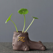 宇軒 指尖小茶寵紫砂紫創(chuàng)意泥彩繪花瓶迷你禪意小號(hào)五福花器擺件 單個(gè)指尖小花器--恩