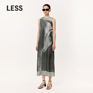 LESS【精工系列】拓印無袖連衣裙女桑蠶真絲氣質背心裙2O3G13730 099黑色系花型 M