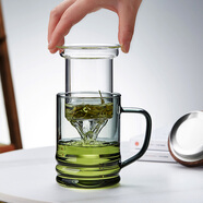 美斯尼玻璃茶杯茶水分離水杯子帶過濾泡茶杯辦公室耐熱綠茶杯男士辦公室喝茶杯子個(gè)人日式玻璃水杯 墨竹玻璃杯 430ml