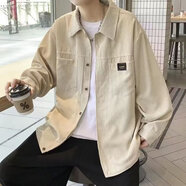 皓娥燈芯絨襯衫男長(cháng)袖春季韓版潮流帥氣百搭襯衣外套工裝上衣服 長(cháng)袖襯衫【卡其色L】
