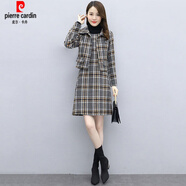 皮爾卡丹（pierre cardin）2025新款秋冬季長袖連衣裙套裝女時(shí)尚顯瘦氣質(zhì)外套兩 灰格【兩】 2XL 建議【126-139斤】