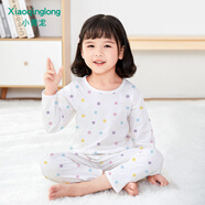 小青龍兒童睡衣男童女童家居純棉薄款空調(diào)服套裝寶寶內(nèi)衣春夏內(nèi)衣套裝 小圓點(diǎn)（女寶寶） 130 (建議120-130cm)