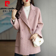 皮爾卡丹（pierre cardin）高檔毛呢大衣女2025秋冬新款時(shí)尚韓版寬松顯瘦百搭洋氣毛呢外套 粉色【常規款】人字紋 XL 碼【建議114-127斤】