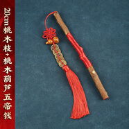 福光普照桃木棍擺件原木野生東南真品桃木護(hù)身符枝條手把件寶寶嬰兒掛件 桃木枝桃木葫蘆五帝錢-20cm
