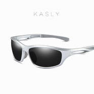 卡施利（KASLY）跑步眼鏡偏光太陽鏡防風(fēng)沙運(yùn)動太陽眼鏡男女墨鏡馬拉松騎行眼鏡 銀色