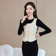 帕威索羽絨服馬甲女內(nèi)穿輕薄修身內(nèi)膽百搭小背心保暖貼身坎肩2025新款冬 米白色 L (165) 建議91-105斤