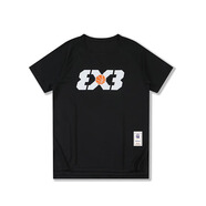muscleseven美式籃球T恤投籃服 速干夏季T恤高街潮籃球訓(xùn)練服短袖健身上衣 3*3黑色短袖 M碼（推薦150-160cm，45-50KG）