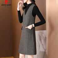 皮爾卡丹（pierre cardin）毛呢背心連衣裙子女秋冬季2025年新款小個(gè)子配外套打底馬甲兩 單毛呢裙《高級(jí)感時(shí)髦顯瘦別致漂 L (98-115斤)