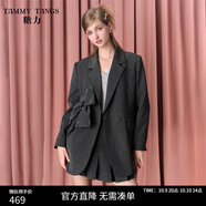 糖力【商場(chǎng)同款】秋新款可拆蝴蝶結(jié)西裝外套女高級(jí)中長(zhǎng)款西服 灰色 常規(guī) L