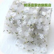 樹(shù)澤蘊新品繡花布料 雪紡立體花刺繡網(wǎng)紗蕾絲布料花邊 面料服裝裙子手工 白色 長(cháng)半米寬1.3米 多拍連續不裁