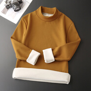 誠景一體絨冬季加厚加絨保暖高領(lǐng)男打底衫純色男裝長(cháng)袖半高領(lǐng)上衣T恤I 卡其色95288加絨 L