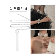 歐陽(yáng)先生蕾絲大鈴鐺項圈蝴蝶結可愛(ài)頸環(huán)choker鎖骨鏈項鏈手鏈 白色組合三件套