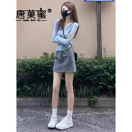 唐菓蜜早秋連衣裙女2024新款女裝韓系減齡氣質(zhì)純欲風小個子顯瘦套裝裙子 單上衣 L