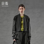 日著（rizhuo）原創(chuàng)設(shè)計(jì)女裝2025秋季新款拼接高級(jí)感休閑顯瘦羊毛呢短外套 尋跡黑 L